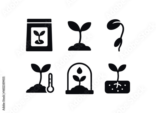 solid icon isolated sprout seedling package sprout cotyledon blade sprout radicle ais sprout growth gauge sprout humidity chamber sprout nutrient gel pad
