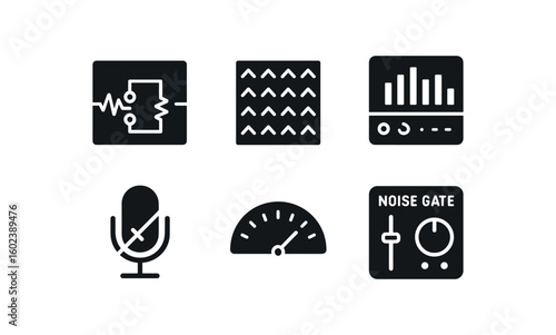 solid icon isolated noise filter circuit noise suppression foam panel noise spectm analyzer noise cancellation microphone noise floor meter noise gate plugin