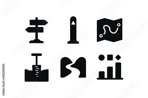 solid icon isolated trailhead signpost trail marker post trail map overlay trail erosion gauge trail footpath model trail difficulty chart