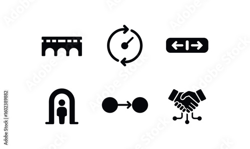 solid icon isolated transition bridge span transition phase dial transition crossfade slider transition gateway portal transition state machine transition handshake circuit