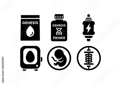 solid icon isolated genesis seed packet genesis workshop primer genesis spark reactor genesis cradle module genesis embryo curve genesis inception coil