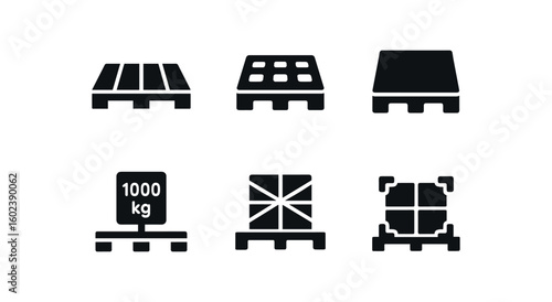 solid icon isolated pallet wooden deck pallet plastic block pallet forklift pocket pallet load capacity label pallet shrink wrap pallet corner protector