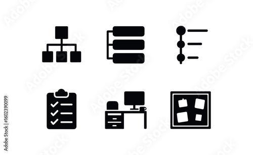 solid icon isolated organization org chart tree organization color coded labels organization time chart organization checklist template organization workspace layout organization office