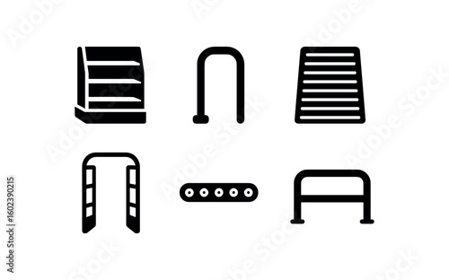 solid icon isolated aisle end cap display aisle grab handle aisle walkway mat aisle scanner gate aisle conveyor section aisle handrail bar