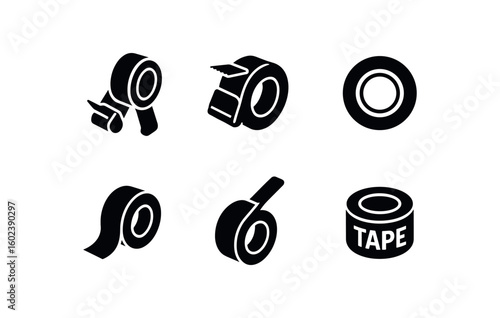 solid icon isolated sealing tape dispenser sealing tape roll cutter sealing tape core ring sealing tape adhesive backing sealing tape tension arm sealing tape printed logo