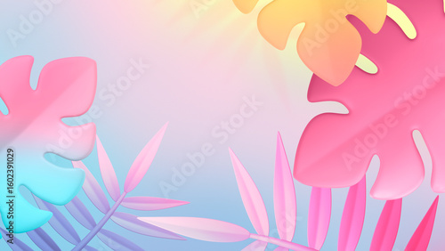 Gradient botanical computer wallpaper, 3D aesthetic background