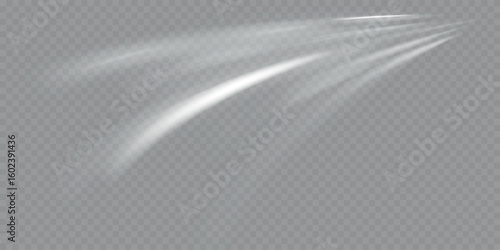 Glowing curve light trails, white lines of motion with high-speed optic fiber and fast-moving light effects. Big data traffic visualization, dynamic high speed data streaming traffic.