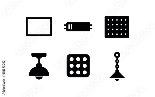 solid icon isolated overhead panel overhead ballast overhead diffuser overhead fiture mount overhead LED array overhead chain pulley