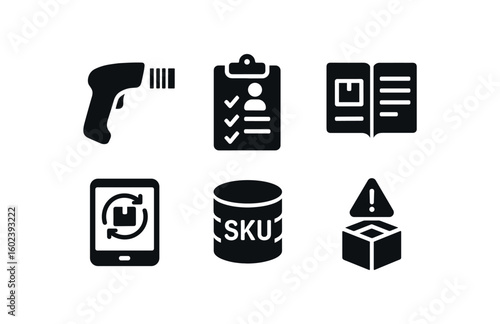 solid icon isolated inventory specialist handheld scanner inventory specialist t report inventory specialist stock ledger inventory specialist cycle count tablet inventory specialist SKU