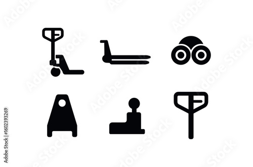 solid icon isolated pallet jack hydraulic pump lever pallet jack load forks pallet jack steering wheels pallet jack saddle plate pallet jack release valve pallet jack handle grip