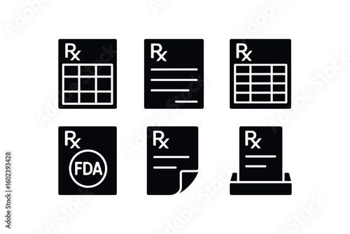 solid icon isolated prescription pad dosage chart prescription pad patient info block prescription pad medication list table prescription pad FDA emblem stamp prescription pad tear off stub