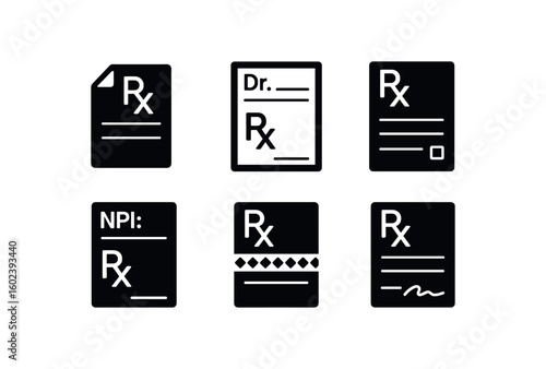 solid icon isolated prescription pad carbon copy sheet prescription pad prescriber header block prescription pad refill checkbo prescription pad NPI number imprint prescription pad security