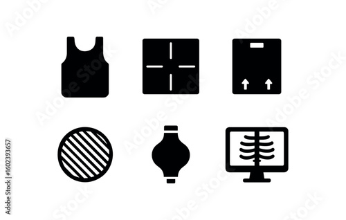 solid icon isolated ray image lead apron ray image detector panel ray image film cassette ray image filter ray image intensifier tube ray image display monitor