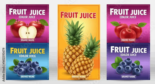 Freshly Squeezed Fruit Juices A Vibrant Collection of Apple, Blueberry, and Pineapple Varieties