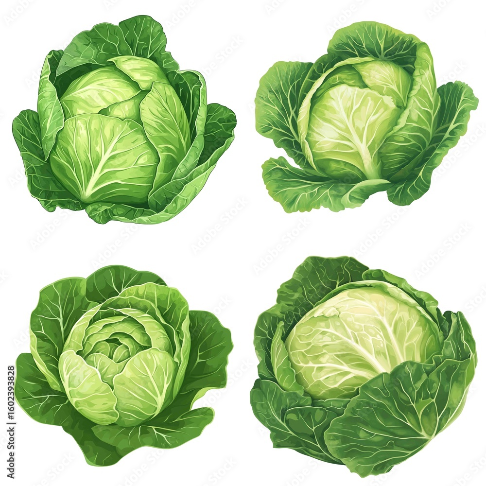 Fototapeta premium Cabbage in a vector style, isolated white background