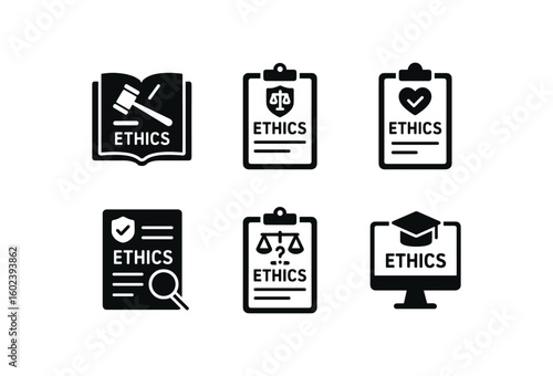 solid icon isolated ethics code conduct ethics review board ethics consent form ethics compliance t ethics dilemma case study ethics training module