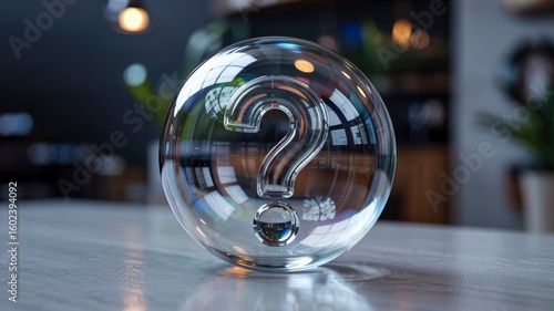 Crystal Ball with Question Mark Uncertainty and Inquiry Concept