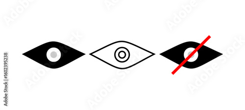 Eyes icon. open, closed, See and unseen symbol..