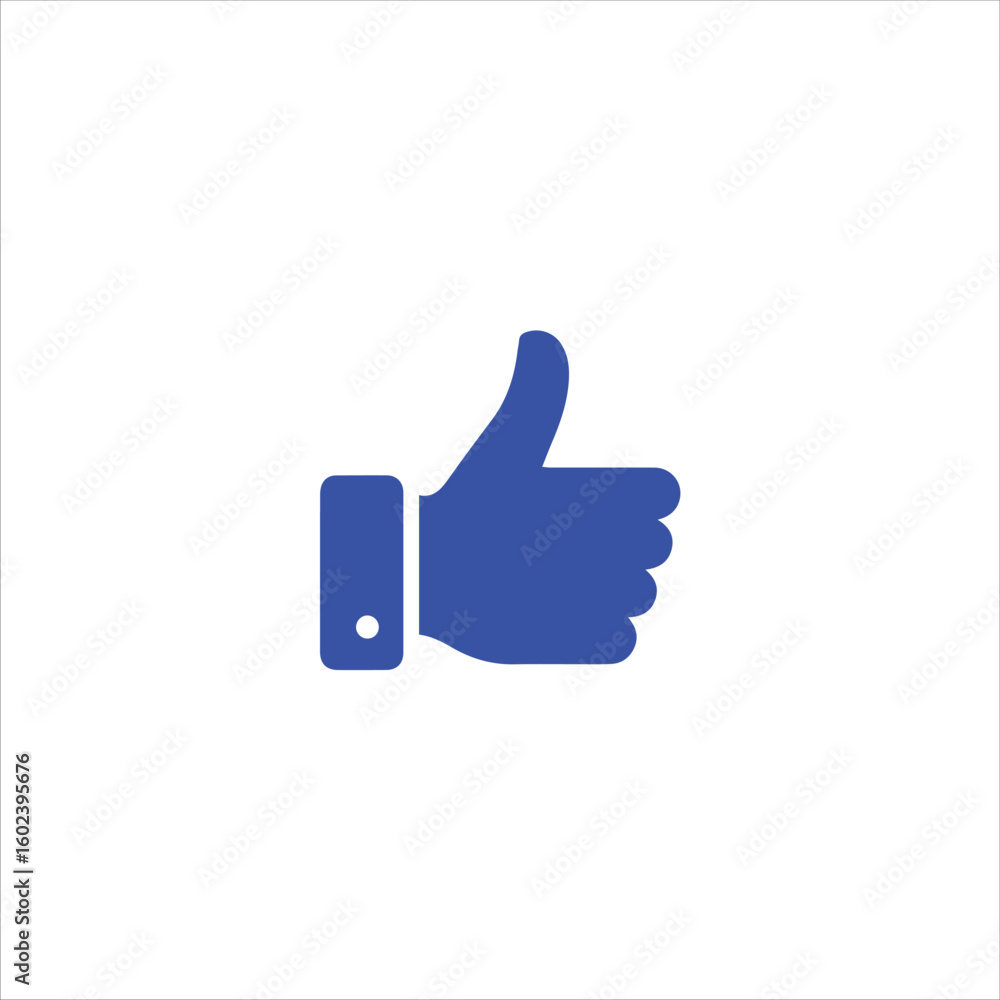 Blue thumbs up icon on white background Blue thumbs up icon on white background