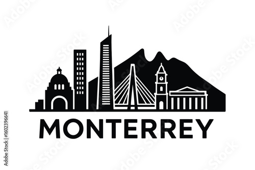 Monterrey city skyline with iconic buildings and landmarks