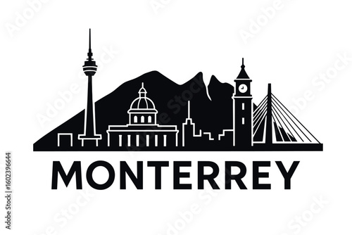 Monterrey city skyline with iconic buildings and landmarks