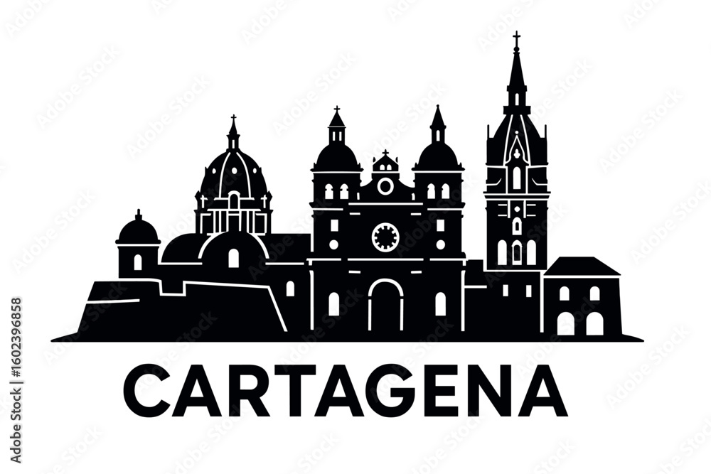 Fototapeta premium Cartagena city skyline with iconic buildings and landmarks