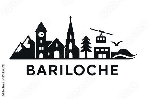 Bariloche city skyline with iconic buildings and landmarks