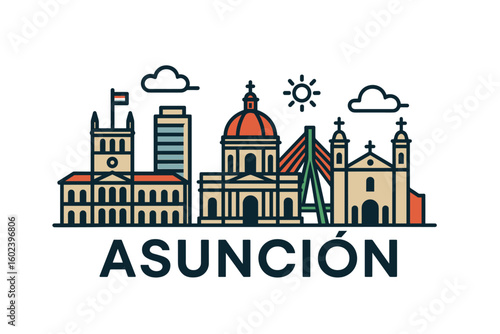 Asunción city skyline with iconic buildings and landmarks