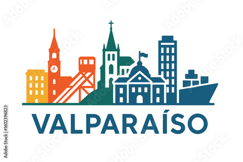 Valparaíso city skyline with iconic buildings and landmarks