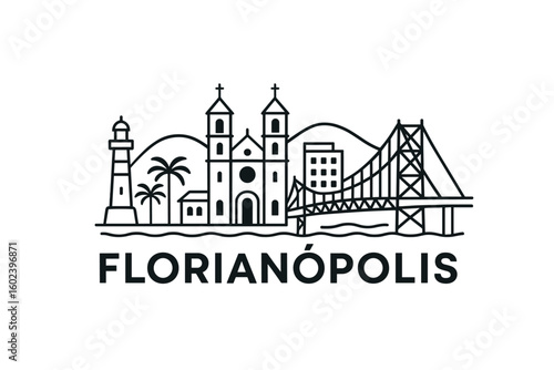 Florianópolis city skyline with iconic buildings and landmarks