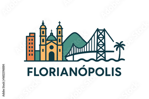 Florianópolis city skyline with iconic buildings and landmarks
