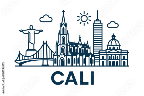 Cali city skyline with iconic buildings and landmarks