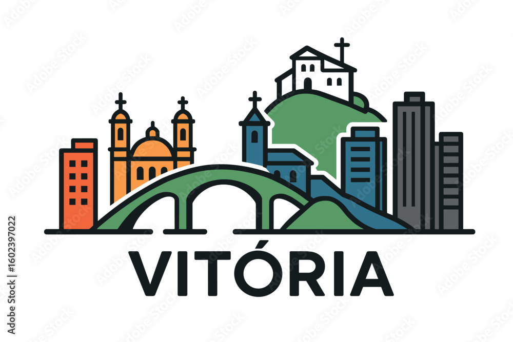 Obraz premium Vitória city skyline with iconic buildings and landmarks