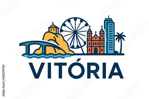 Vitória city skyline with iconic buildings and landmarks