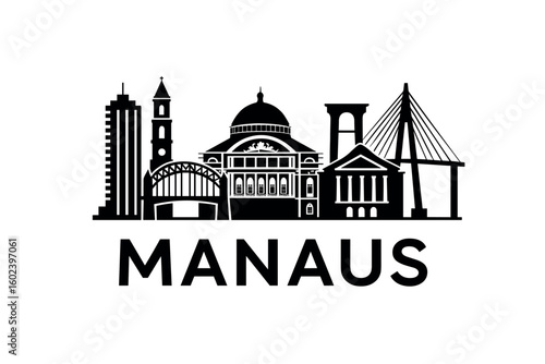 Manaus city skyline with iconic buildings and landmarks
