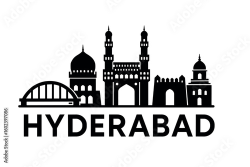Hyderabad city skyline with iconic buildings and landmarks