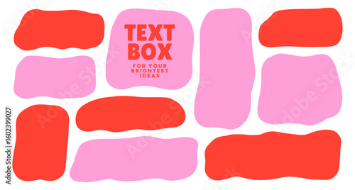 Playful Organic Text Box Shape Set for Fun Quotes. Abstract Banners and Irregular Speech Bubbles. Wavy Vector Blobs