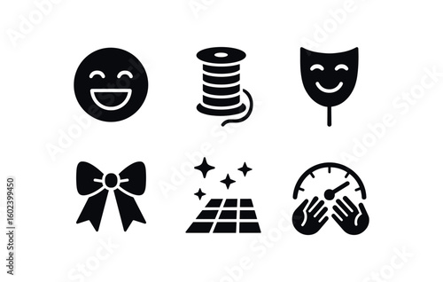 solid icon isolated joy laughter echo chamber joy ribbon streamer spool joy smile mask prop joy gift ribbon bow joy dance floor joy applause meter gau