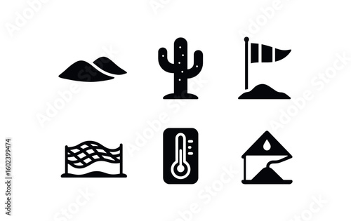 solid icon isolated desert sand dune model desert cactus specimen desert wind vane desert stabilization mesh desert temperature logr desert solar still