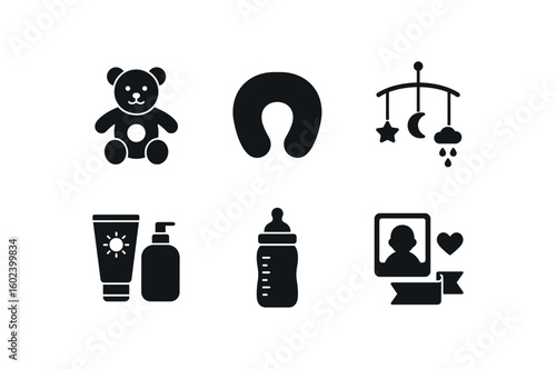 solid icon isolated newborn toy newborn nursing pillow newborn crib mobile newborn skincare newborn feeding bottle newborn photo prop