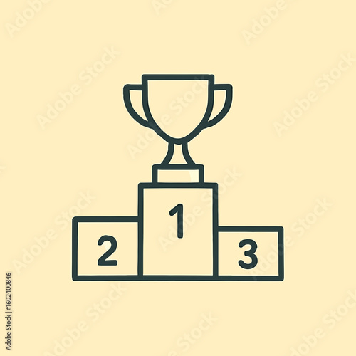 Trophy on winner podium icon with numbers one two and three