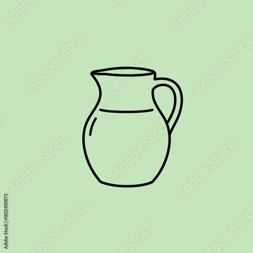 Minimal line drawing of jug icon on green background