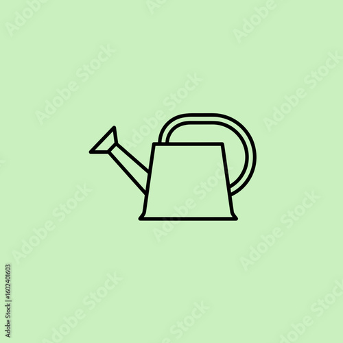 Minimal watering can icon on green background