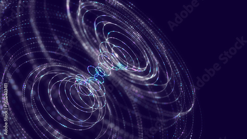 Obraz na płótnie Abstract futuristic data torus from color dots connecting in grid lines defocus