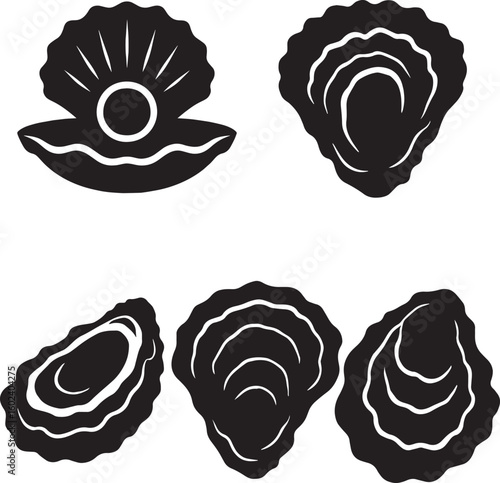 Oyster Silhouette Designs Free Black and White Shell & Pearl Images for Seafood, Jewelry & Coastal Art