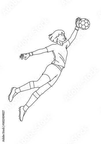 Male handball player diving to catch ball in action  