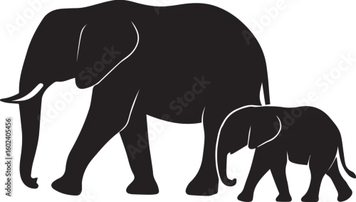 Fototapeta Charming elephant family illustration in cmyk and rgb colors