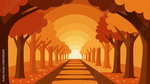 Autumn Tree Tunnel Pathway Foliage