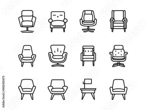 Recliner Ultra Minimalist 2D Line Art