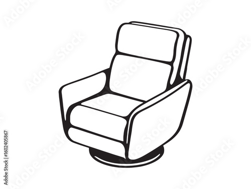 Recliner Clean Minimalist 2D Drawing